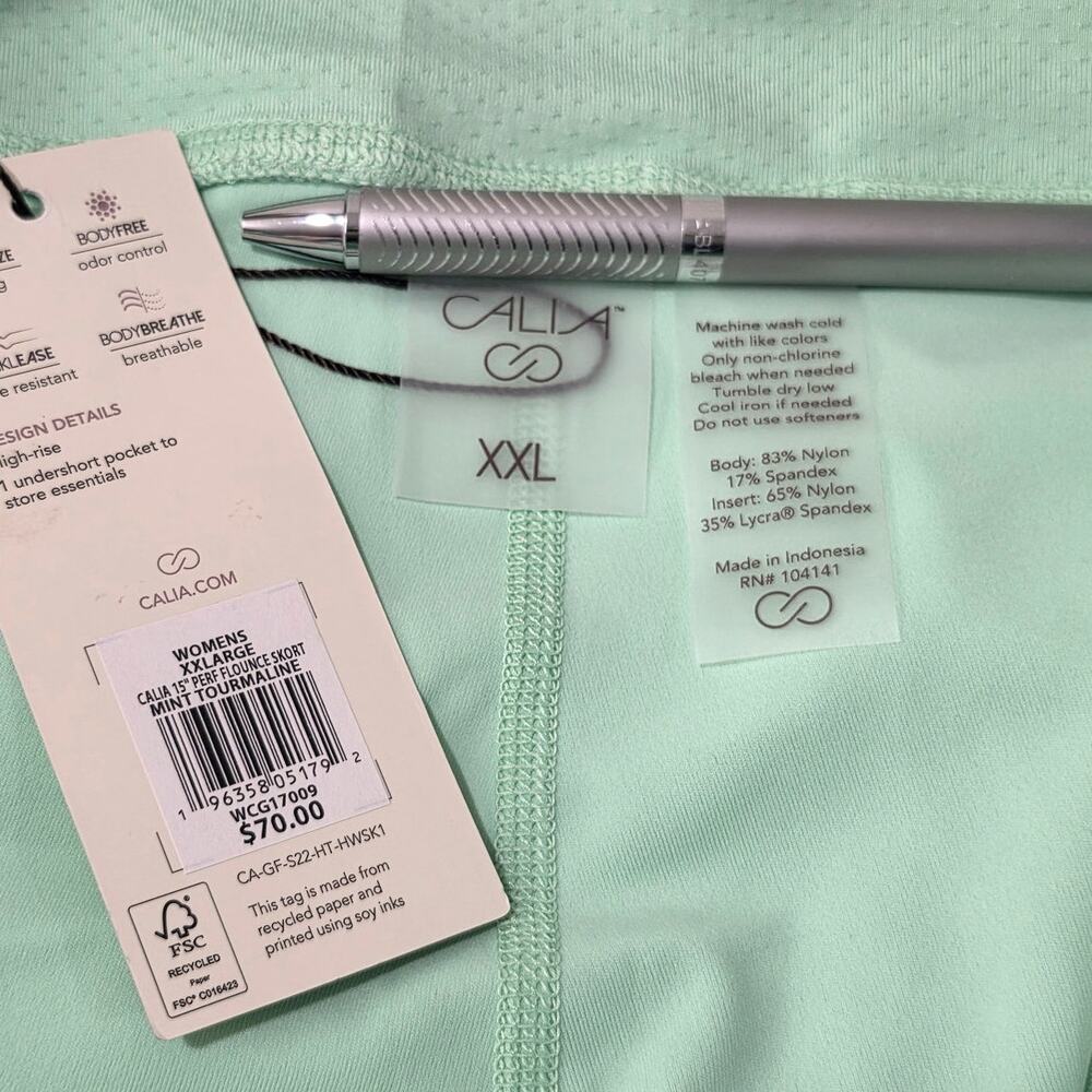 NWT CALIA Golf high rise flounce skort skirt - mint tourmaline green - XXL 2XL - Picture 2 of 7